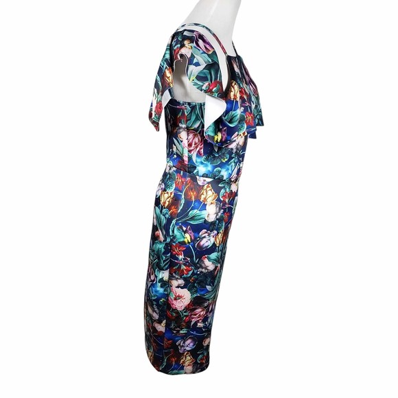 Alexia Admor size Medium Floral Cold Shoulder Midi Dress - Picture 5 of 8